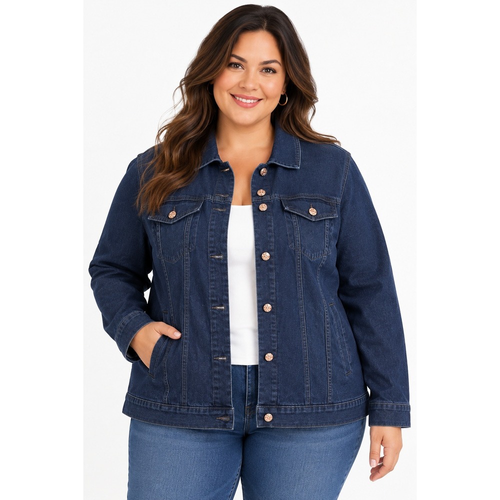 LuLaRoe Jaxon Denim Trucker Jacket Dark Indigo Classic Casual Layering 3XL NWOT